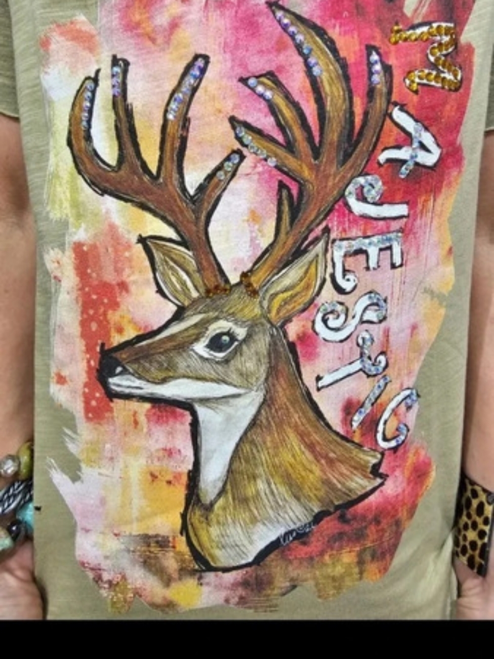 A Rare Bird Majestic Deer Tee Tan